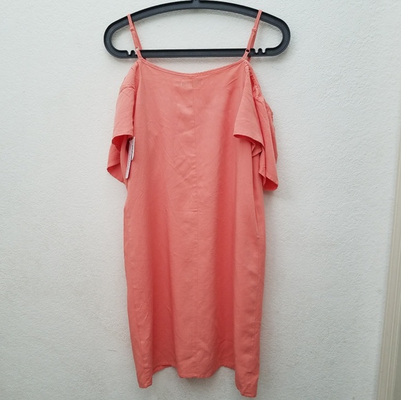 NWT Justfab Peach Cold Shoulder Slip Dress - Picture 5 of 5